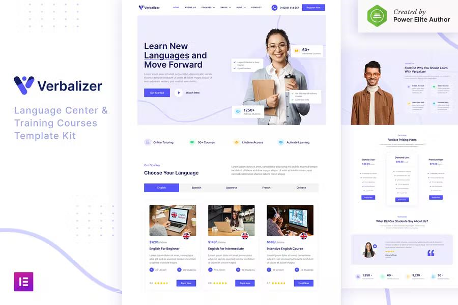 VERBALIZER – LANGUAGE COURSES & LEARNING CENTER ELEMENTOR TEMPLATE KIT